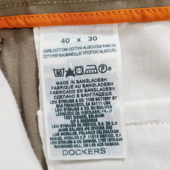 Dockers Men's D3 Premium Classic Dark Khaki Pants 100% Cotton Flat Front 40 X 30 - Picture 5 of 6